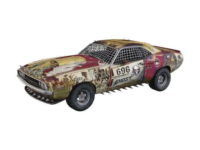 Modello 3D Spiked Rust Muscle Car - Drifter, generato dall’IA