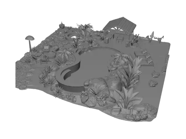 3D model for Tropical Oasis Poolscape