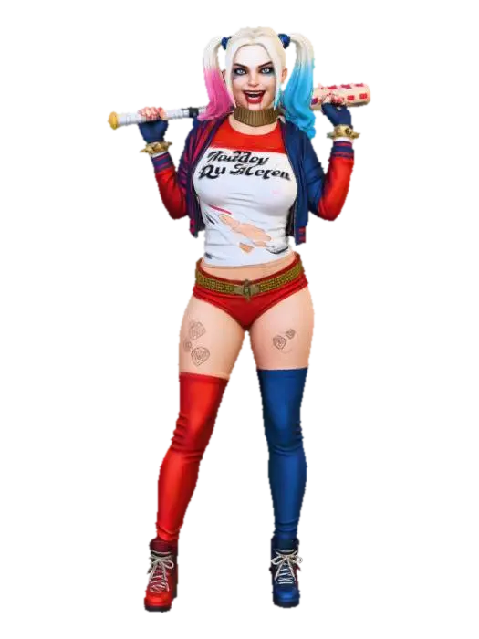 Character with Bat - Harley 3D model, vytvořený pomocí AI