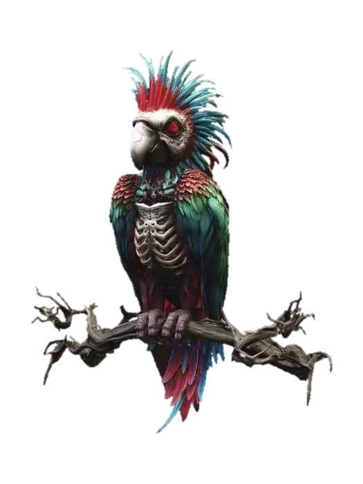 Dark Parrot 3D model, vytvořený pomocí AI