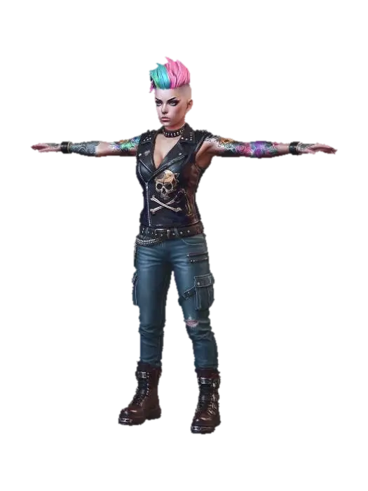 Rainbow Rebel - Gameready 3D model, vytvořený pomocí AI