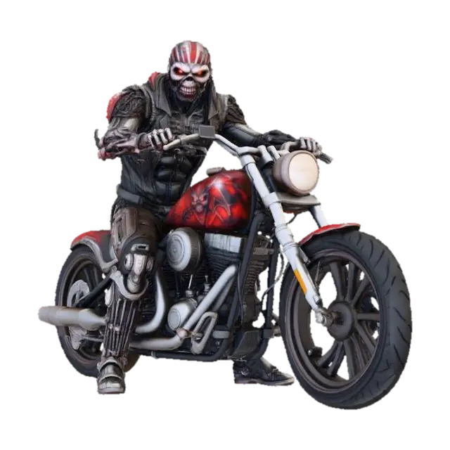 Completar moto y conductor con el fondo de color liso. tiene que verse todo el… - Terror 3D model, vytvořený pomocí AI