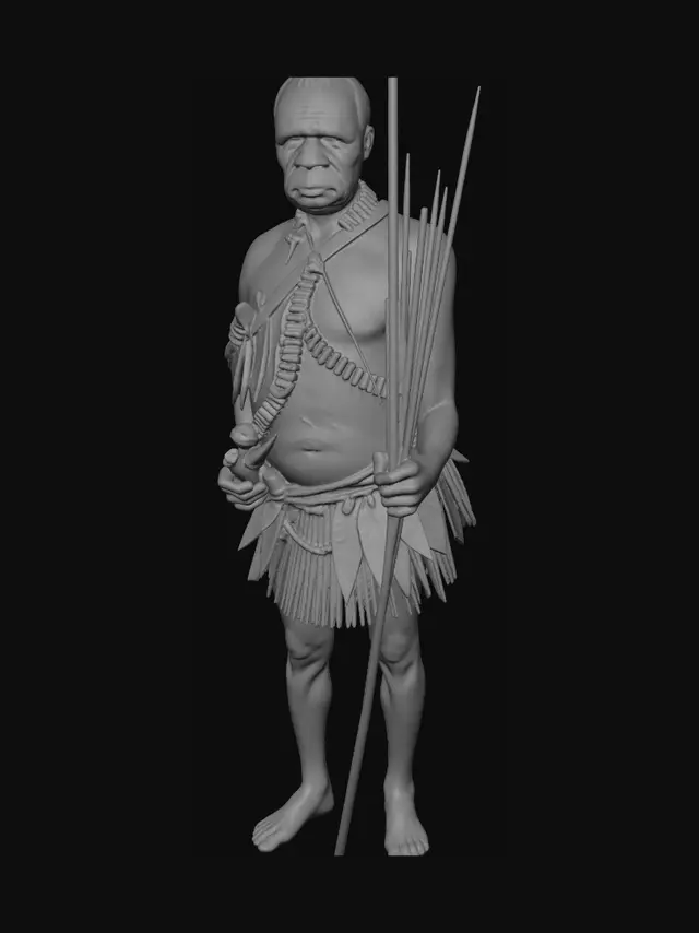3D model for Tribal Spearman with Leaf Skirt
