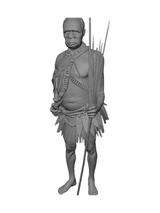 3D model for Tribal Spearman with Leaf Skirt