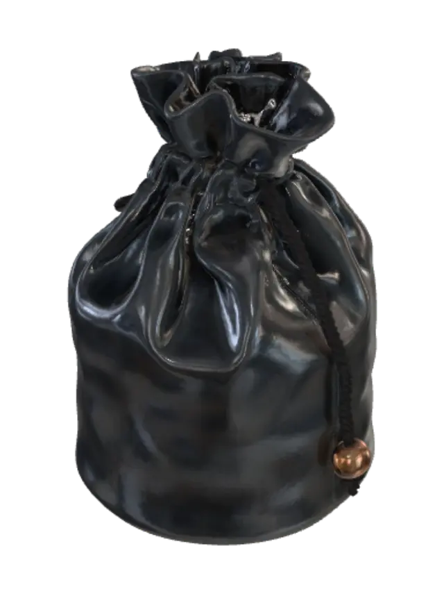 Midnight Leather Drawstring Bag-3D-modell, genererad av AI