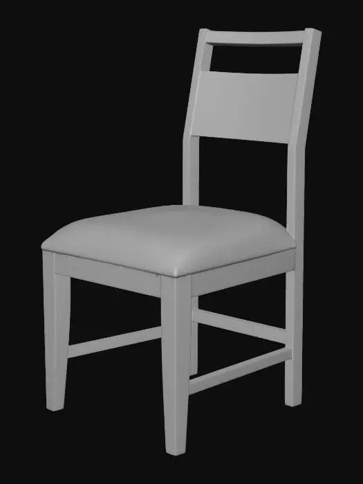 3D model for Light Oak Dining Chair with Beige Upholstered Seat
