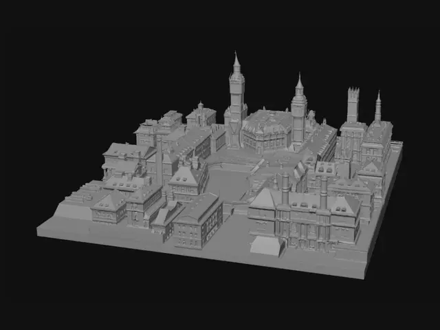 3D model for Make a giant 20 x 20km victoria ear london town and make it as gloomy and depressing and polluted as possible and no people