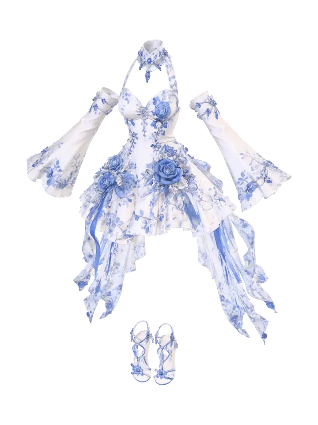 Sapphire Rose Ensemble 3D model, vytvořený pomocí AI