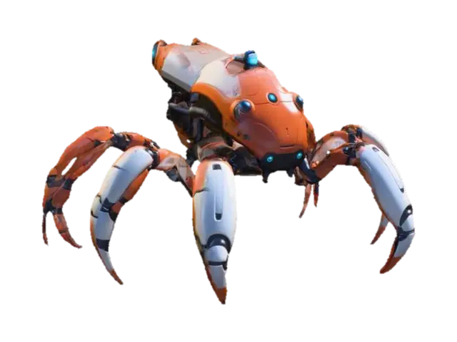 Huge controllable by human pilot Robotic crab sci-fi fantasy video game, simple… 3D model, vytvořený pomocí AI