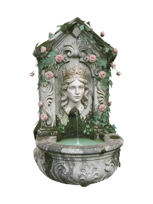 Ivy-Crowned Fountain - Gargoyle 3D model, vytvořený pomocí AI