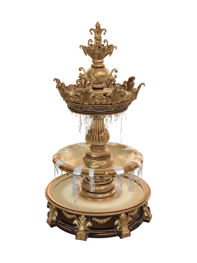 Golden Cascade Fountain - Pool 3D model, vytvořený pomocí AI