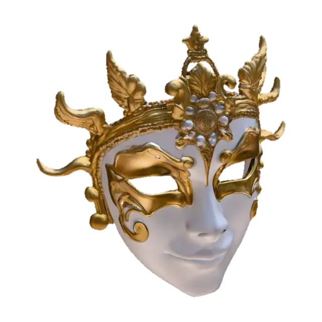 Ethereal Masquerade 3D model, vytvořený pomocí AI