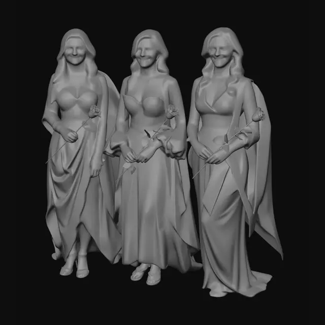 3D model for Trio of Silk Gowns