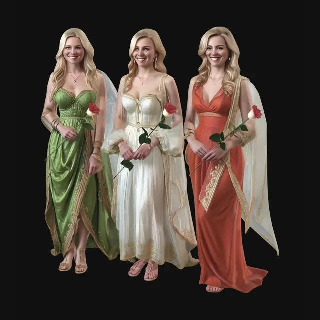 3D model for Trio of Silk Gowns