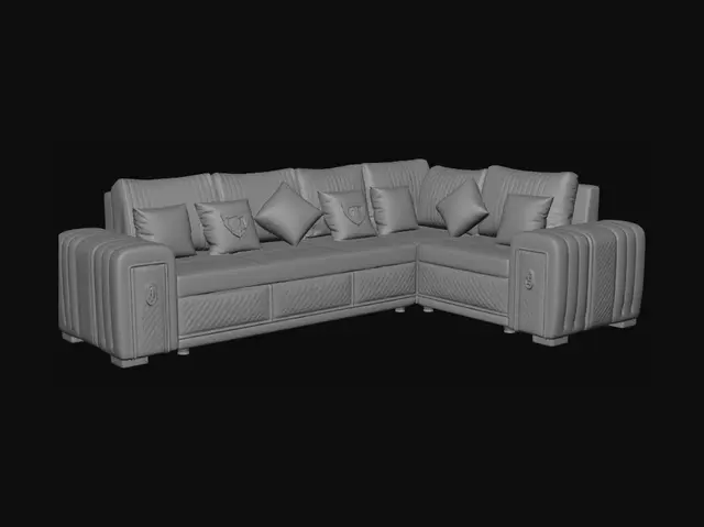 3D model for Contemporary Gray L-Shaped Sectional Sofa with Storage