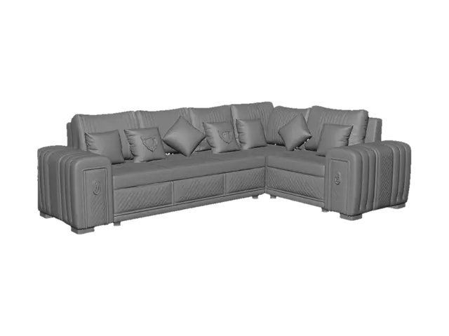 3D model for Contemporary Gray L-Shaped Sectional Sofa with Storage