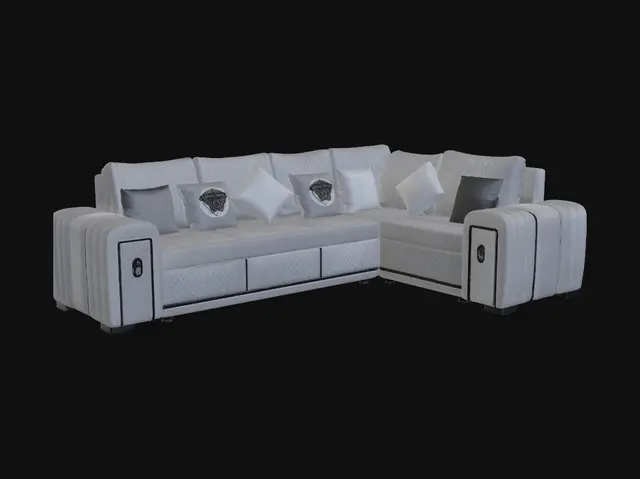 3D model for Contemporary Gray L-Shaped Sectional Sofa with Storage