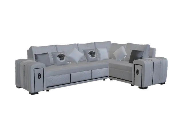 3D model for Contemporary Gray L-Shaped Sectional Sofa with Storage