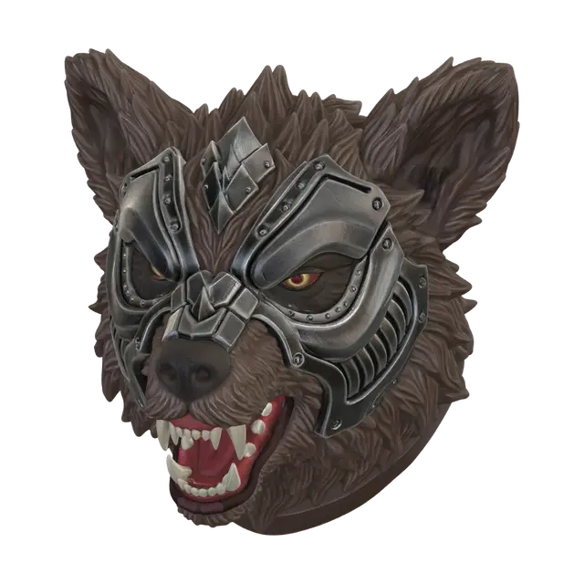Iron Wolf Mask - Facial 3D model, vytvořený pomocí AI