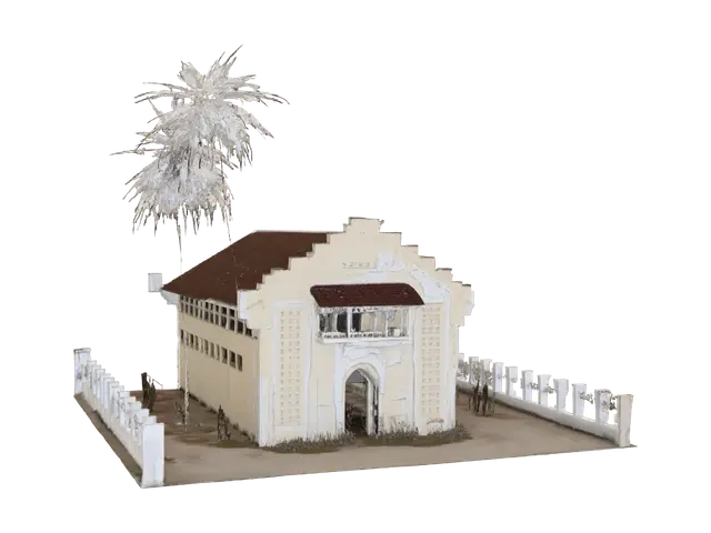 Colonial Tropical Building - Christian 3D model, vytvořený pomocí AI