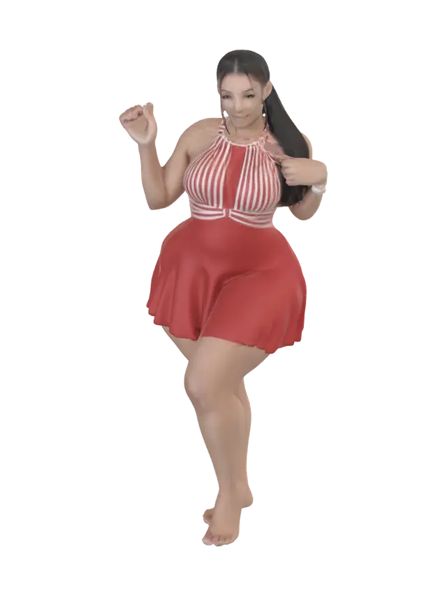 3D model for Crimson Striped Halter Romper