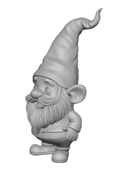 3D model for magical garden gnome with nose and beard sticking out from hat 
make it super cute