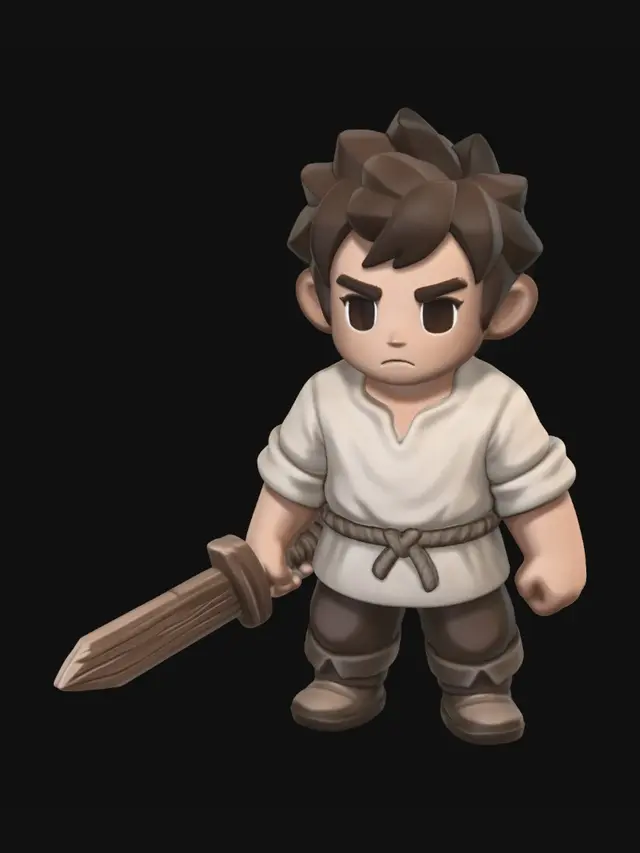 3D model for Young Swordsman