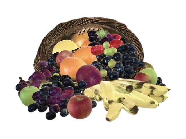 Cornucopia of Fresh Fruits 3D model, vytvořený pomocí AI