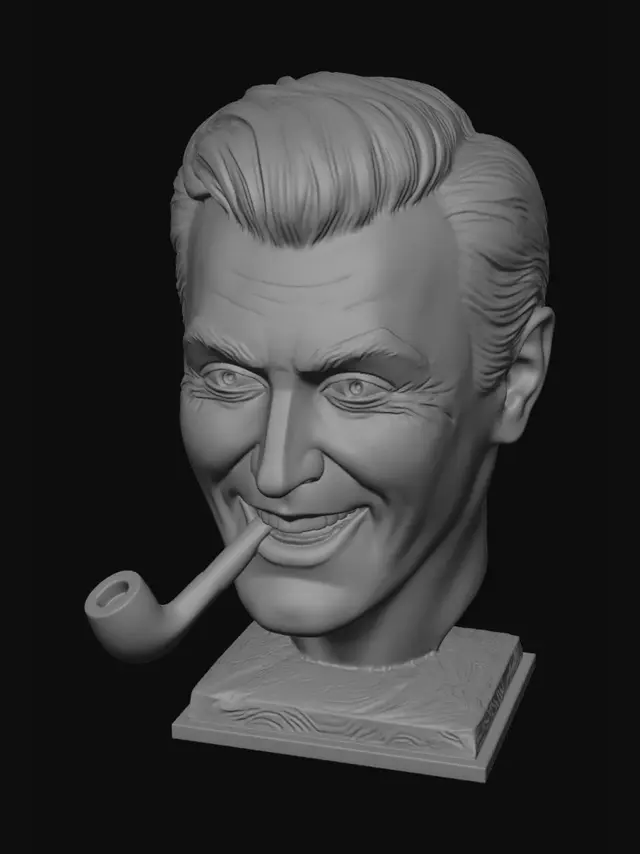 3D model for Pipe-Smoking Bronze Bust