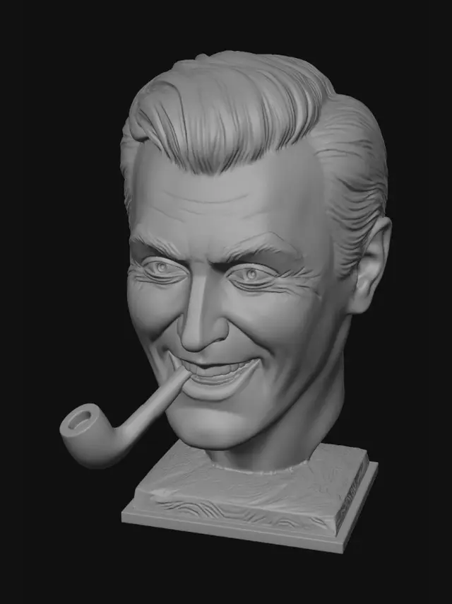 3D model for Pipe-Smoking Bronze Bust