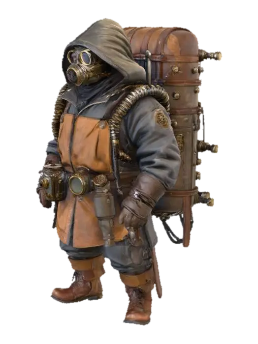 Steampunk Trader 3D model, vytvořený pomocí AI