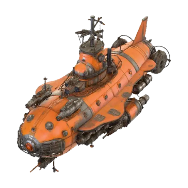 Steampunk Hunter airship 3D model, vytvořený pomocí AI