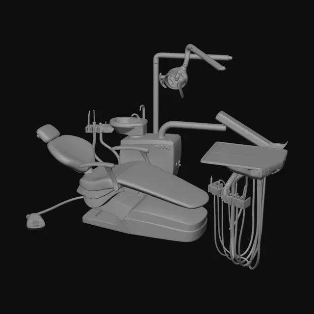 3D model for Orange Dental Chair with Dental Unit