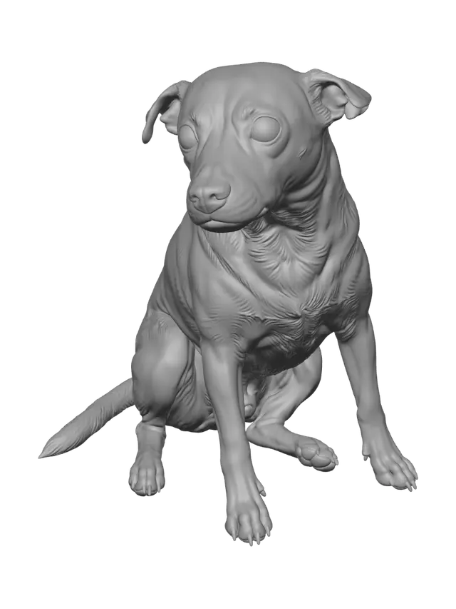 3D model for Wide-Eyed Black Terrier Sitting