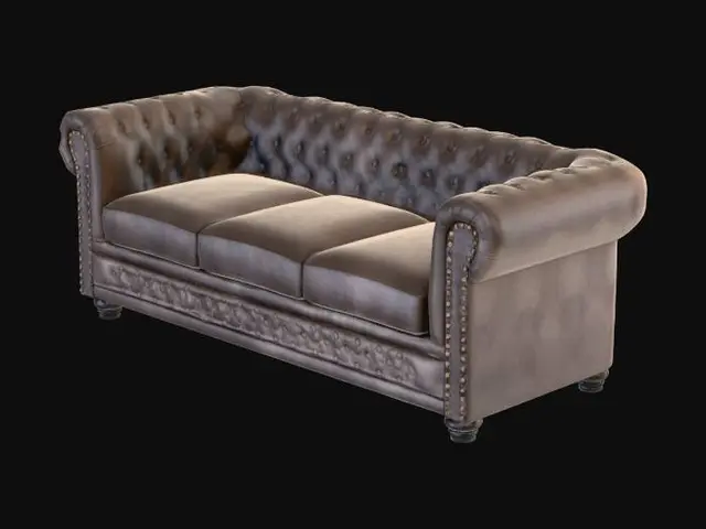 3D model for Chesterfield Sofa in Sunlit Room