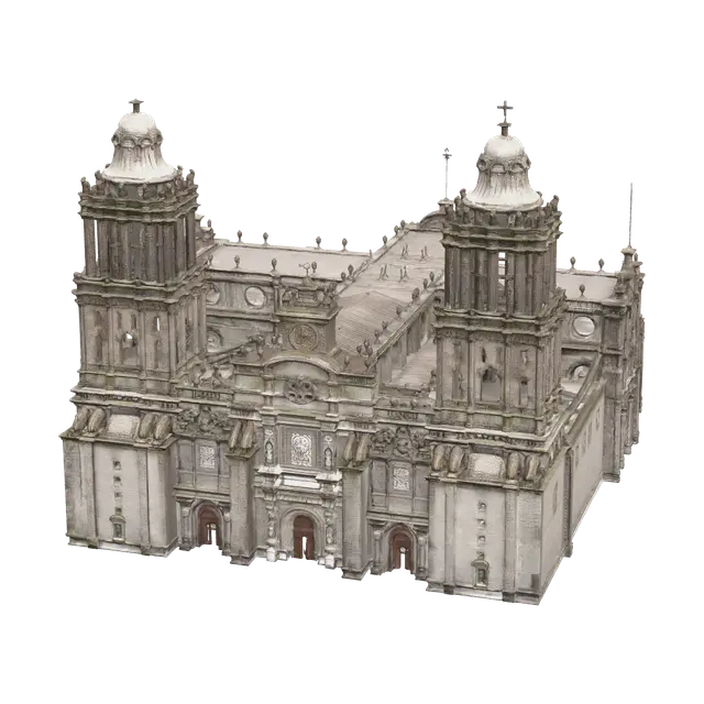 Zocalo Mexico 3D model, vytvořený pomocí AI