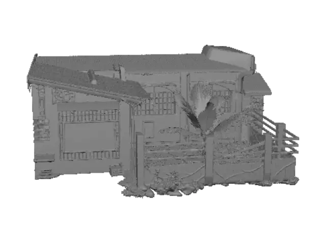 3D model for Blue Fence House with Palms