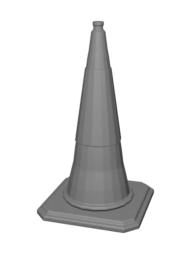 3D model for Orange Traffic Cone in a Field