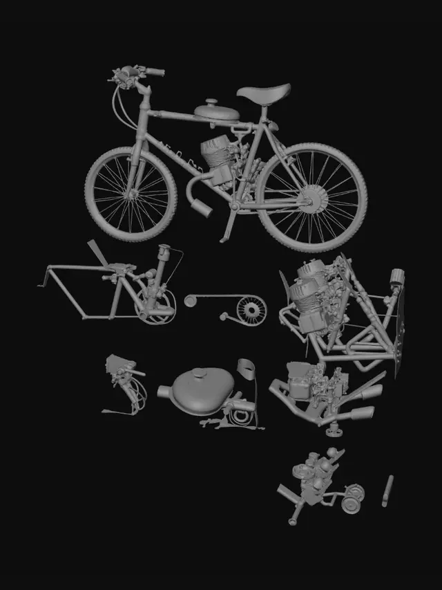 3D model for Plan détaillé - Vélo moteur à pédalier fixe