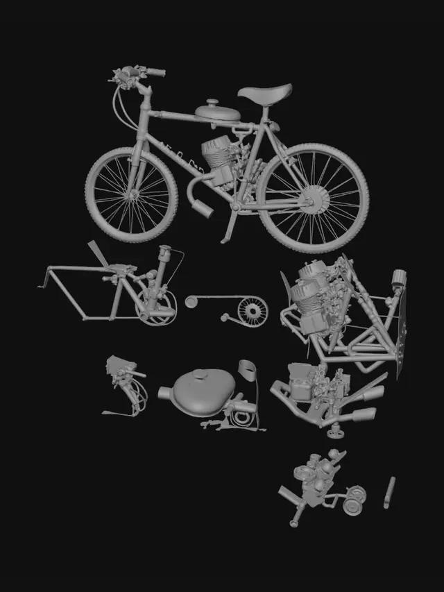 3D model for Plan détaillé - Vélo moteur à pédalier fixe