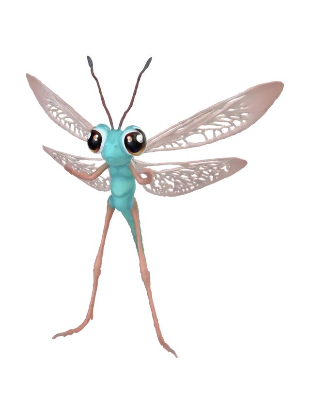 3D model for a dragonfly fly for a kids game