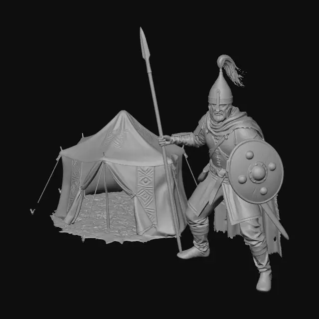 3D model for old berber tend , with etnic cavalry soldier