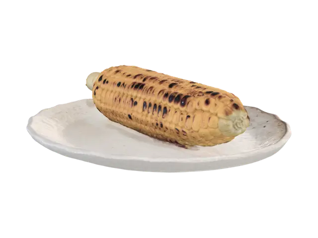 Grilled corn on the cob 3D model, vytvořený pomocí AI