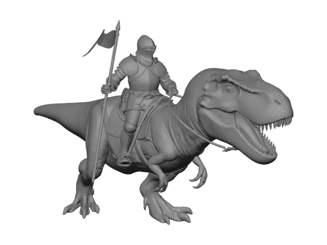 3D model for Knight on a T-Rex in the Jungle