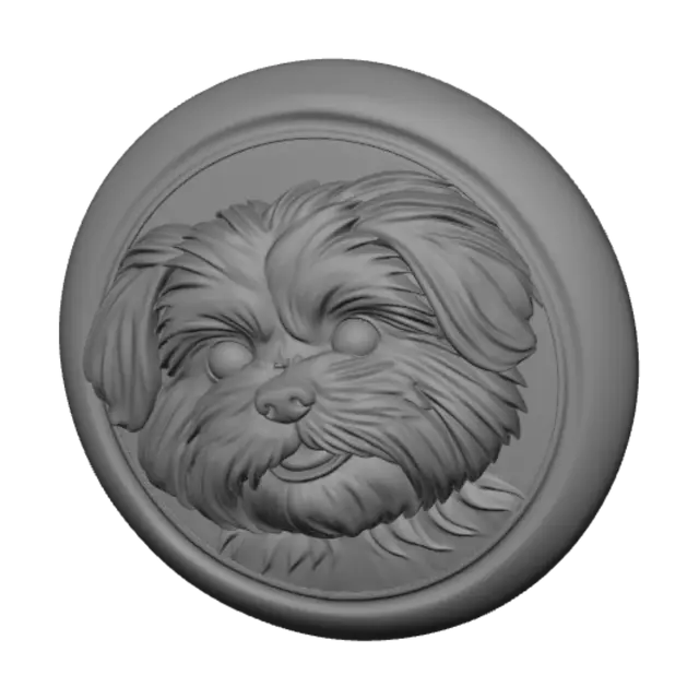 3D model for make a Frisbee. place the image of the face of a shih tzu on the top side.