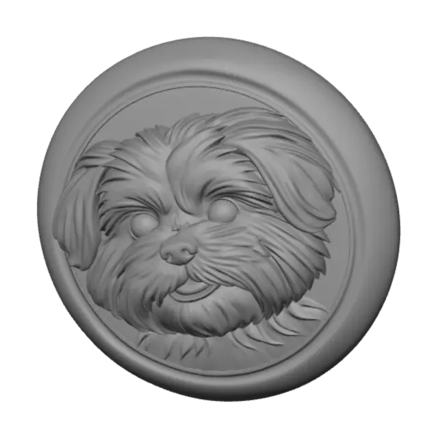 3D model for make a Frisbee. place the image of the face of a shih tzu on the top side.