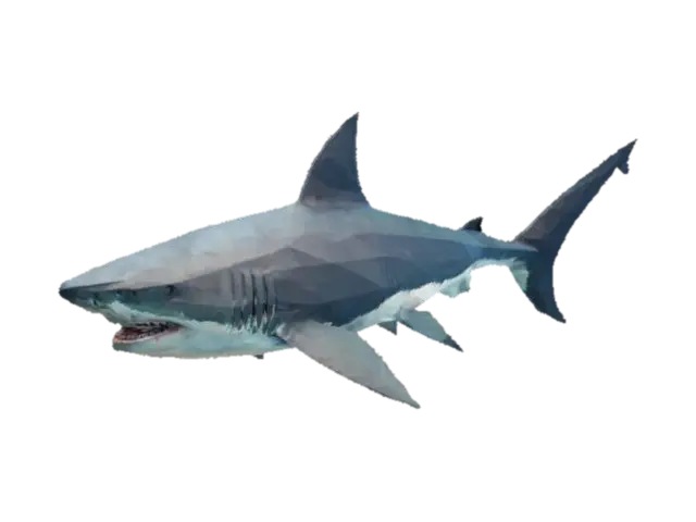 Geometric Shark 3D model, vytvořený pomocí AI