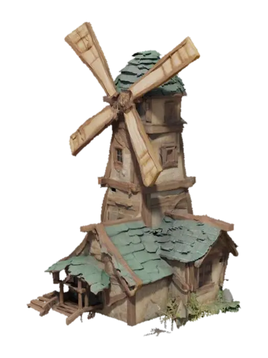 Solitary Windmill 3D model, vytvořený pomocí AI