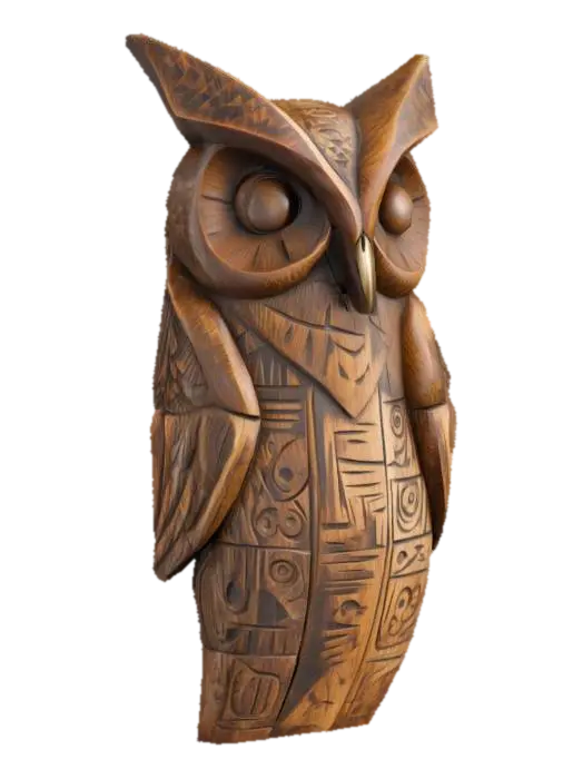 Eternal Wisdom Owl - Wise 3D model, vytvořený pomocí AI