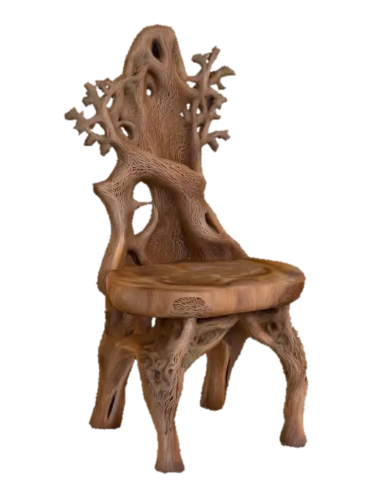 Enchanted Woodland Throne - Seat 3D model, vytvořený pomocí AI